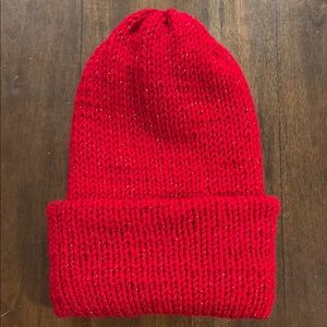 Red Knit Beanie Hat